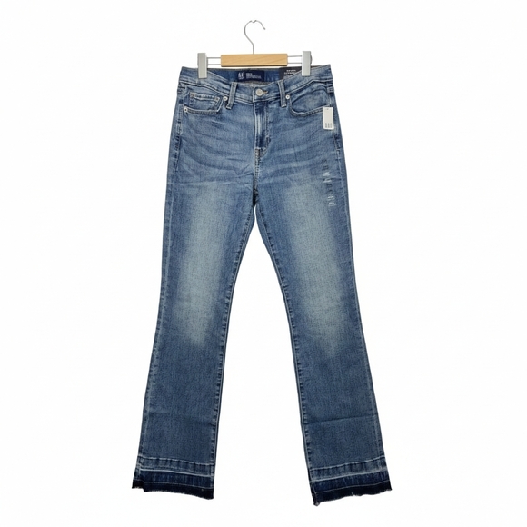 GAP Women's Denim Blue Baby Boot Cut Jeans New Raw Hem Size 29/ 8R - Picture 3 of 9